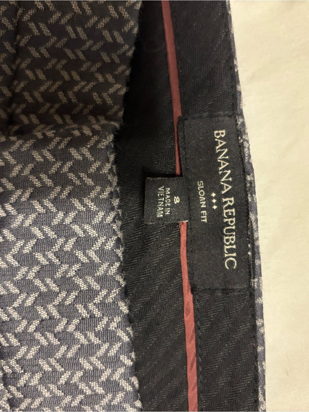 Banana Republic Navy Patterned Sloan Fit Dress Pants with White Motif